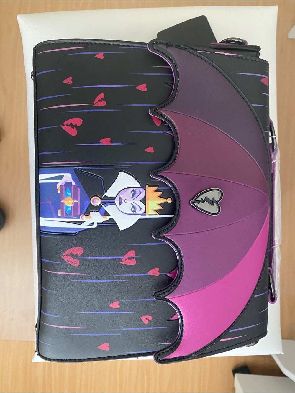 Loungefly Black Purple Disney Villains “Curse Your Hearts Crossbody Shoulder Bag